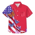 thumbnail image 4 of Staki 4th of July Button up Shirt American Flag Shirt Girls Patriotic Hawaiian Shirts 4th of July Tops Kids Red White Blue Hawaii Floral Button Up Shirts 4T 5T 13T(Dark Blue,4-5 Years), 4 of 4
