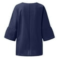 thumbnail image 5 of Pincandy Women's Fashion Summer V Neck Leisure Three-quarter Long Sleeve Plus Size Tops Gauze Split Side Casual Dressy Blouses Crew Neck Loose Tunic Tops,Navy,M, 5 of 5