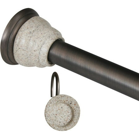 Elegant Home Fashions Deco Oil Rubbed Bronze Shower Tension Rod and Hook Set