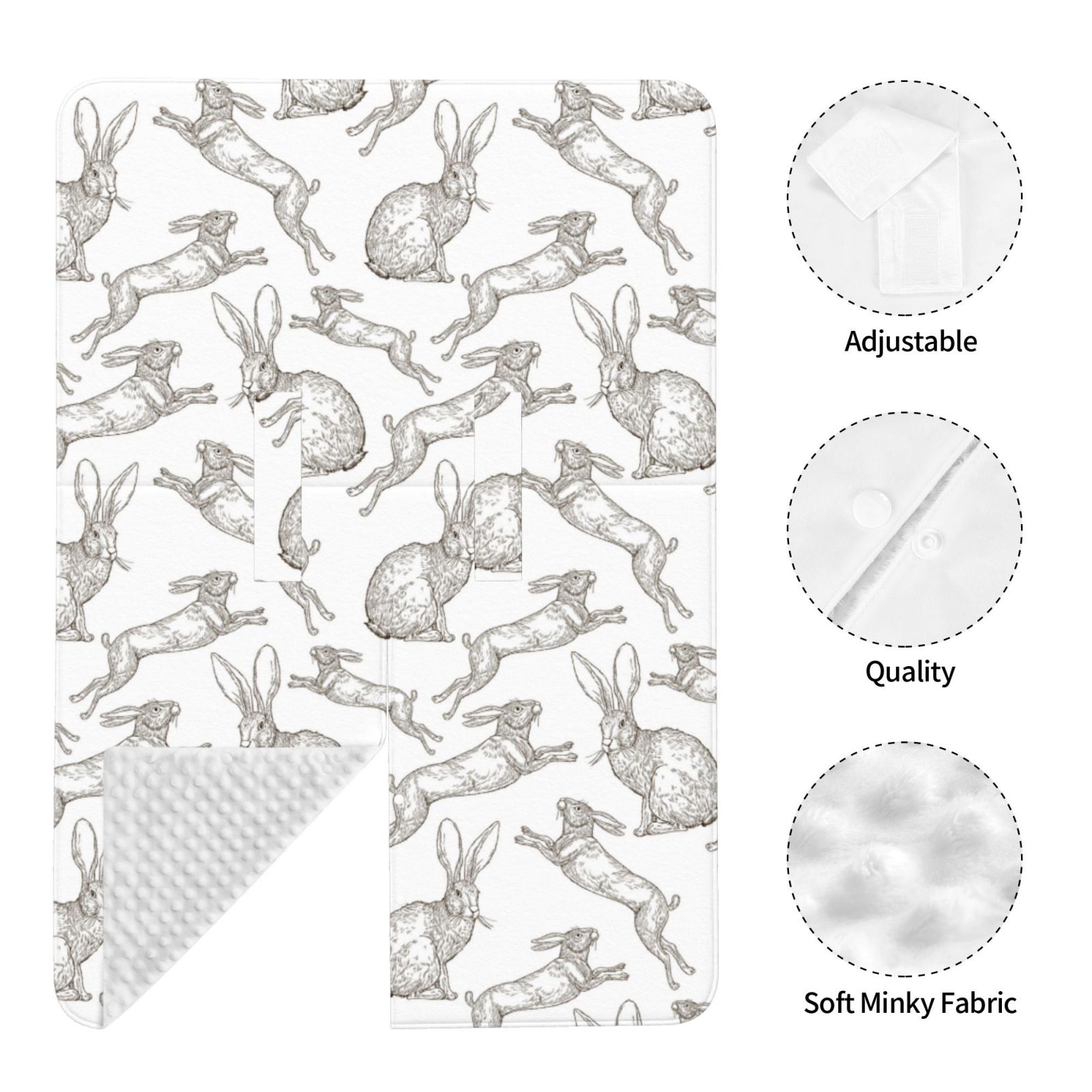 Naloa Hand Drawn Rabbit Baby Car Seat Cover, Breathable Baby Carrier Cover, Multiuse Baby Carrier Cover & Nursing Breastfeeding Cover