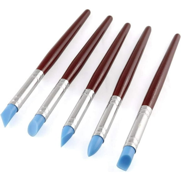 Clay Sculpting Tool 5PCS 5 Size Rubber Tip Silicon Brushes Pottery Clay Pen Shaping Carving Tools