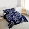 thumbnail image 3 of Manfei Female Men White Damask 3 Pieces Queen Comforter Set,Bohemian Hippie Ultra Soft Bedding Sets,Boho Traditional Flower Bedding Comforter Set Breathable,Luxury Bedroom Decor,Reversible, 3 of 8