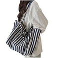 thumbnail image 4 of Hxlamzoo Women's Stylish Canvas Tote Bag - Large Capacity Striped Shoulder Bag for Casual Outings, Commute & Travel | Lightweight, Durable & Spacious Design, 4 of 4