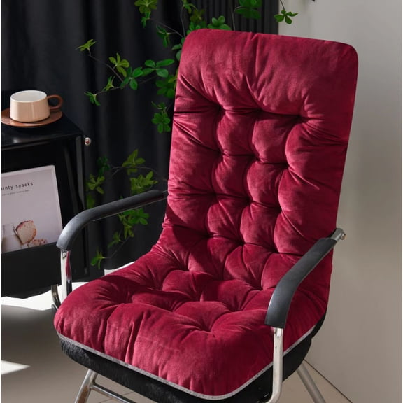 suxuMhao Thick Seat Cushion with Back Support, Office Chair Cushion for Butt, Gaming Chair Cushion, Bedroom Soft Seat Cushion, 18"×37"×3.15" Dark Red, 1 Piece Desk Chair Pad for Long Sitting