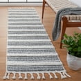 thumbnail image 2 of SAFAVIEH Moroccan Tassel Joss Striped Shag Runner Rug, Grey/Ivory, 2'3" x 8', 2 of 8