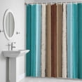 thumbnail image 5 of Brown Blue Striped Shower Curtain for Bathroom Decor, Modern Vintage Wood Texture Rectangle Waterproof Fabric Shower Curtain, 72"x72" Set with 12 Hooks, 5 of 9