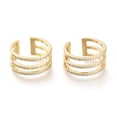 thumbnail image 2 of Brass Micro Pave Clear Cubic Zirconia Cuff Rings Open Rings Wide Band Rings Long-Lasting Plated Golden Size 7(17.3mm), 2 of 3