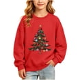 thumbnail image 3 of Wilark Girls Christmas Sweatshirts Size 3-14, Long Sleeve Pullover Crew Neck Fleece Warm Kids Festival Tops Red, 3 of 9