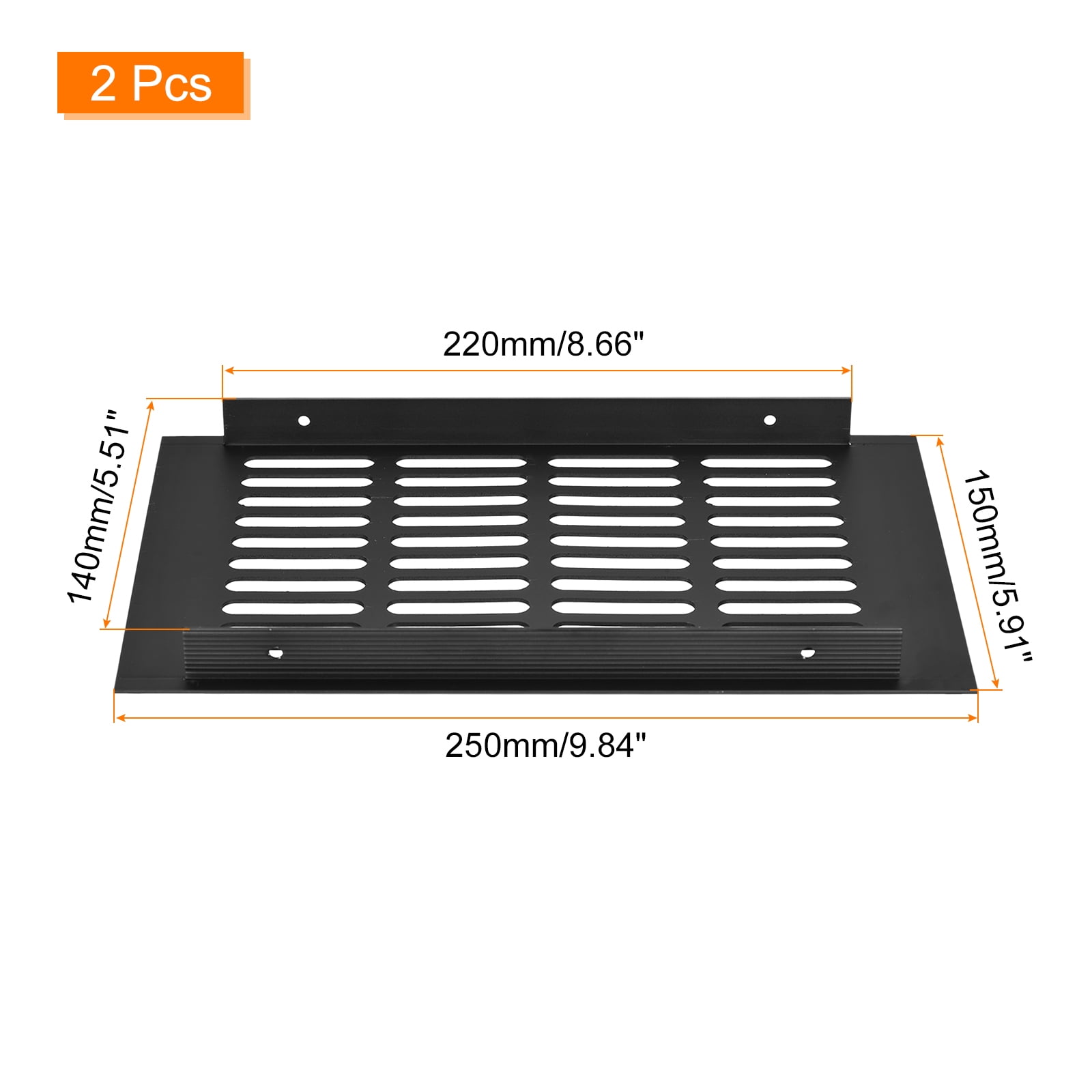 2Pack Rectangle Ventilation Grille Aluminum Alloy Mesh Air Vent Cover, 250x150mm