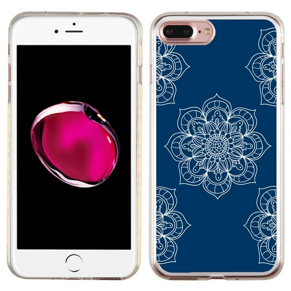 Slim-Fit Case for Apple iPhone 8 PLUS / 7 PLUS, OneToughShield ® Premium TPU Gel Protector Phone Case - Mandala / Blue