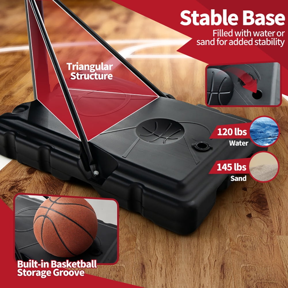 Yardi Yarda Adjustable Portable Basketball Hoop Stand with Shatterproof Backboard Wheels, Kids Adjustable Basketball Hoop