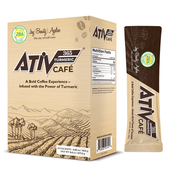 ATIV 365 Turmeric Instant Coffee, 15 Packets, 9.8 oz