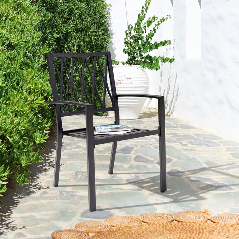 Nuu garden stacking wrought 2024 iron outdoor patio dining chair