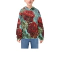 thumbnail image 3 of DIXRUYEE Youth Hoodie Pullover Sweatshirt Glittered Red Roses Printed, 3 of 9