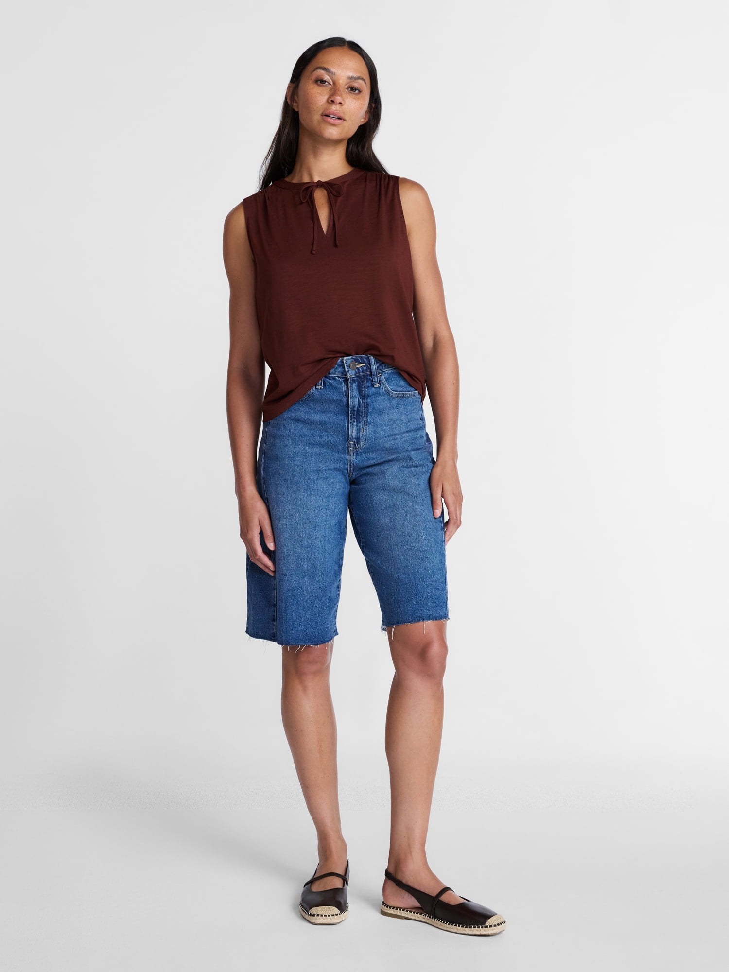 Time and Tru Women’s Tie Front Sleeveless Top, Sizes XS-XXXL