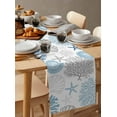 thumbnail image 3 of Ocean Blue Coral Burlap Cotton Table Runner 13x70 Inches Long, Coastal Starfish Shell Seahorse Grey Farmhouse Table Runners, Outdoor Dining Tablecloths Decor for Baby Shower/Party/Wedding, 3 of 6