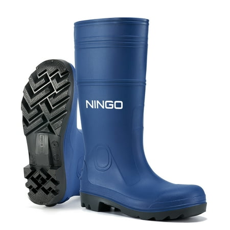 

NINGO Waterproof Rubber Steel Toe Rain Boots for Men Navy Blue Size 13
