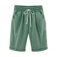 thumbnail image 2 of TQWQT Shorts for Women Bermuda Shorts Trendy Summer Drawstring Waisted Knee Length Mint Green Shorts Dressy Casual Long Shorts with Pockets Mint Green XL, 2 of 4