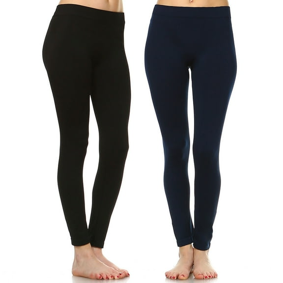 White Mark Women's Pack of 2 Solid Leggings