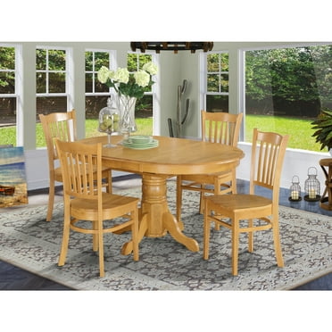 Dining Room Set-Oval Table With Leaf And 6 Dining Chairs-Finish:Oak ...