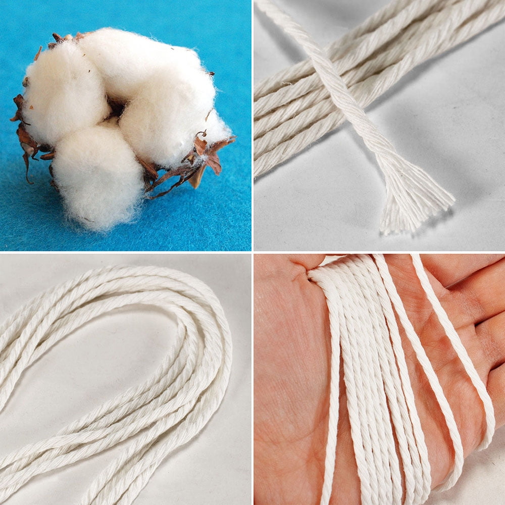 Craft County Macrame Cord 100% Natural & Unbleached Cotton Odor Free Rope