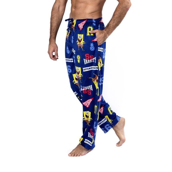 Nickelodeon SpongeBob Men's Microfleece Pajama Pants Performance Stretch SpongeBob Pajamas for Adults, M