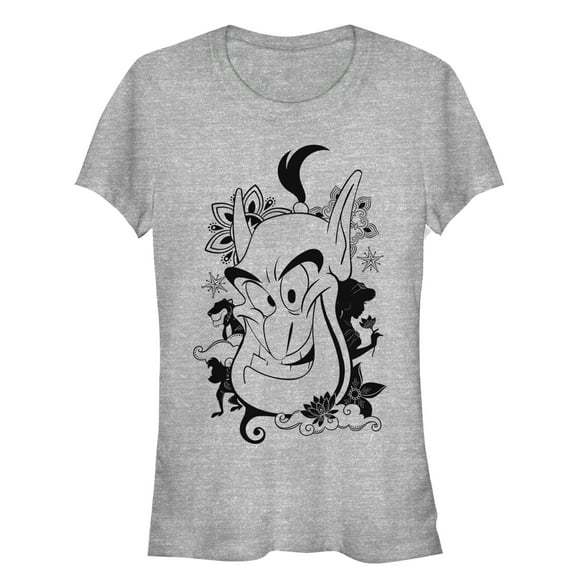 Junior's Aladdin Genie Grin Graphic Tee Athletic Heather Medium