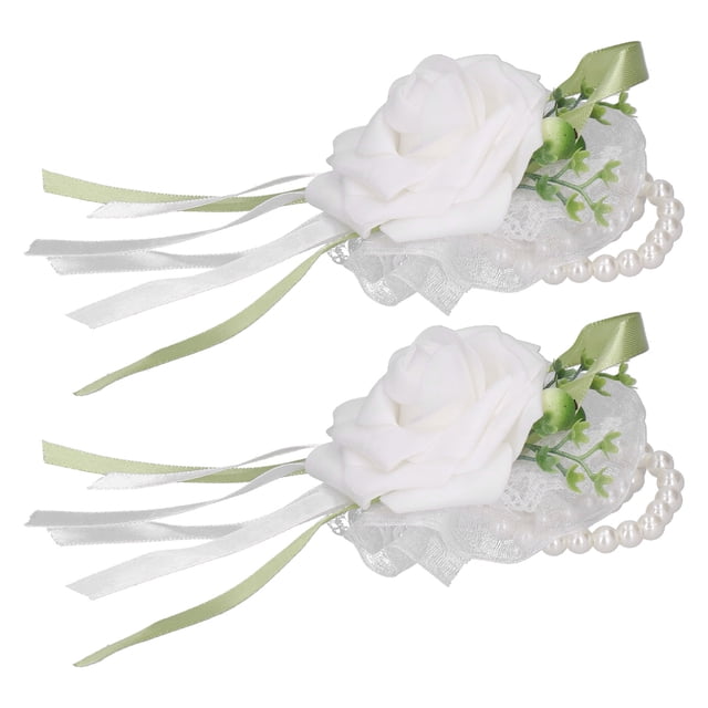 Flor de mano nupcial Jadeshay Ramillete de muñeca de flores artificiales 2 piezas