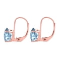thumbnail image 3 of MauliJewels Earrings for Women 2.1 Carat 8x6MM Oval Aquamarine Leverback Earrings Carat 14K Rose Gold 4-prong, 3 of 5