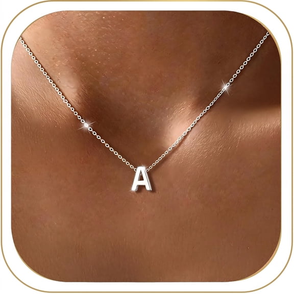 ChicSilver Sterling Silver Initial Necklace for Women Choker Necklace Dainty Waterproof Silver Letter A Pendant Hypoallergenic Jewelry Christmas Graduation Birthday Anniversary Gifts for Her
