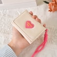 thumbnail image 6 of Linnome Cute Heart Shaped Coin Purse Mini Trifold Wallet With Wrist Strap RFID Blocking For Women Girls Small Card Holder Keychain, 6 of 8