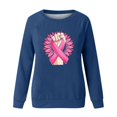 thumbnail image 4 of Jinhomg Womens Cute Breast Cancer Sweatshirt Comfy Long Sleeve Pink Ribbon Print Tops Casual Loose Fall Winter Pullovers Blue M, 4 of 5