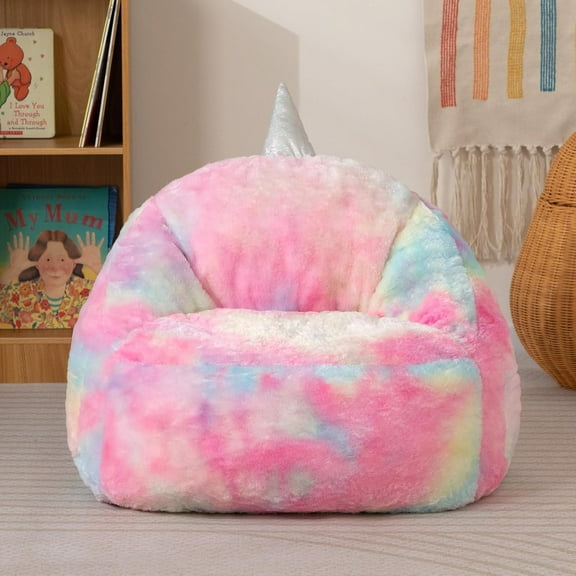 Kids Bean Bag Chair, Stuffed Animal Comfy Toddler Bean Bag Sofa, Unicorn