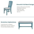 thumbnail image 6 of EUROCO Mid-Century 6 Piece Kitchen Dining Table and Chair Set,60” Dining Room Table Set with Solid Wood 3-Drawer Table,4 Fabric Chairs and 1 Fabric Bench,Rectangle Dining Table Set for 6, 6 of 8