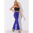 thumbnail image 4 of DARING DIVA Women's Sparkle Bell Bottoms Stretch Shiny Flare Sequin Pants XL Blue Purple, 4 of 6