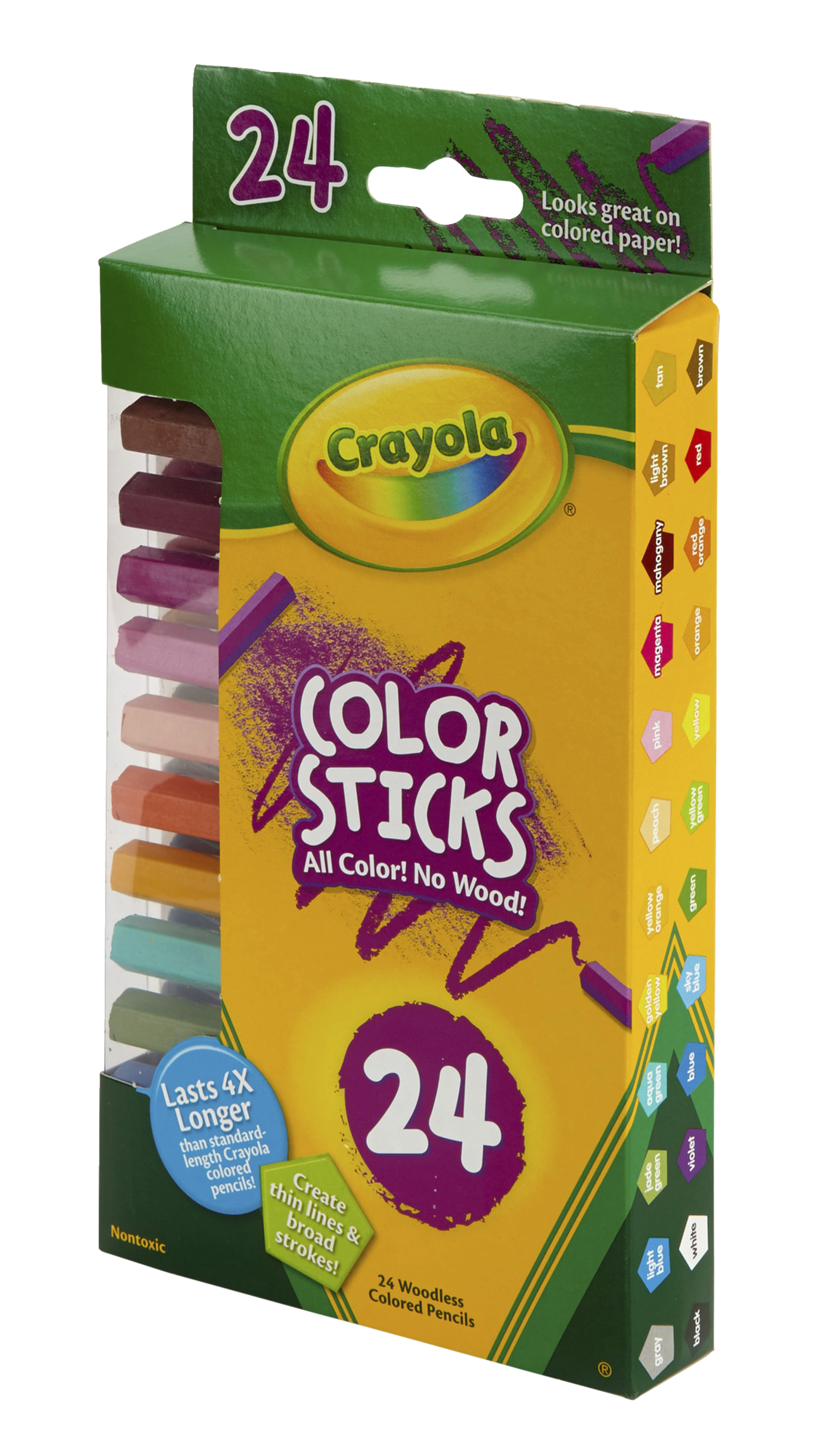 Crayola Color Sticks Woodless Pentagon Colored Pencils, Assorted Colors, Set of 24 - image 3 of 4