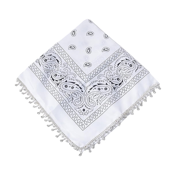Pañuelo tipo bandana para la cabeza de vaquera, tocado novedoso, banda para el cabello, cuello cuadrado de moda Blanco