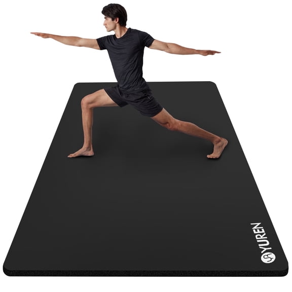 YR Thick Yoga Mat 15mm NBR 78"x35" Large Wide Pilates Exercise Mats for Home Gym Workouts, Black
