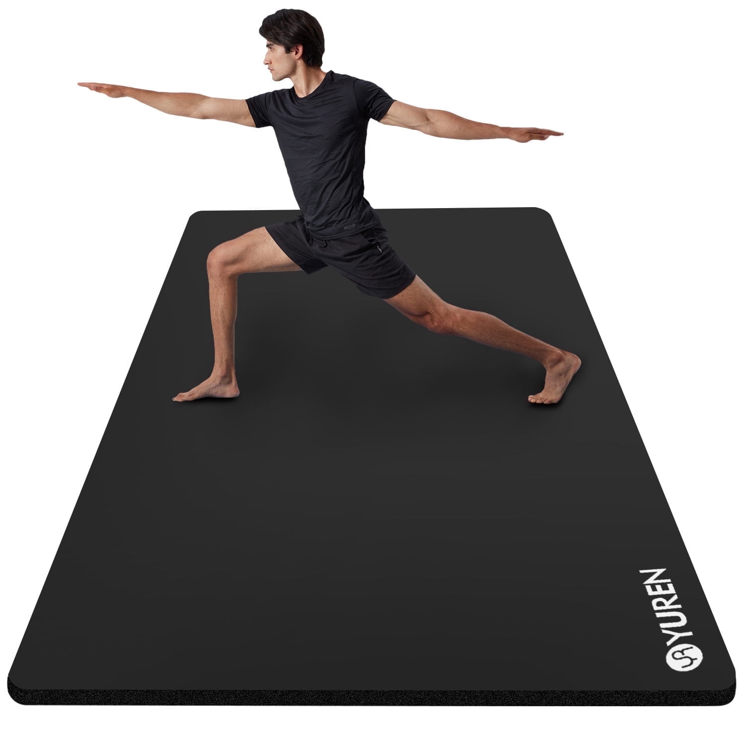 YR Yoga Mat 15mm Thick NBR 78x35 Inch Wide Exercise Fitness Pad for Home Gym Workouts, Black