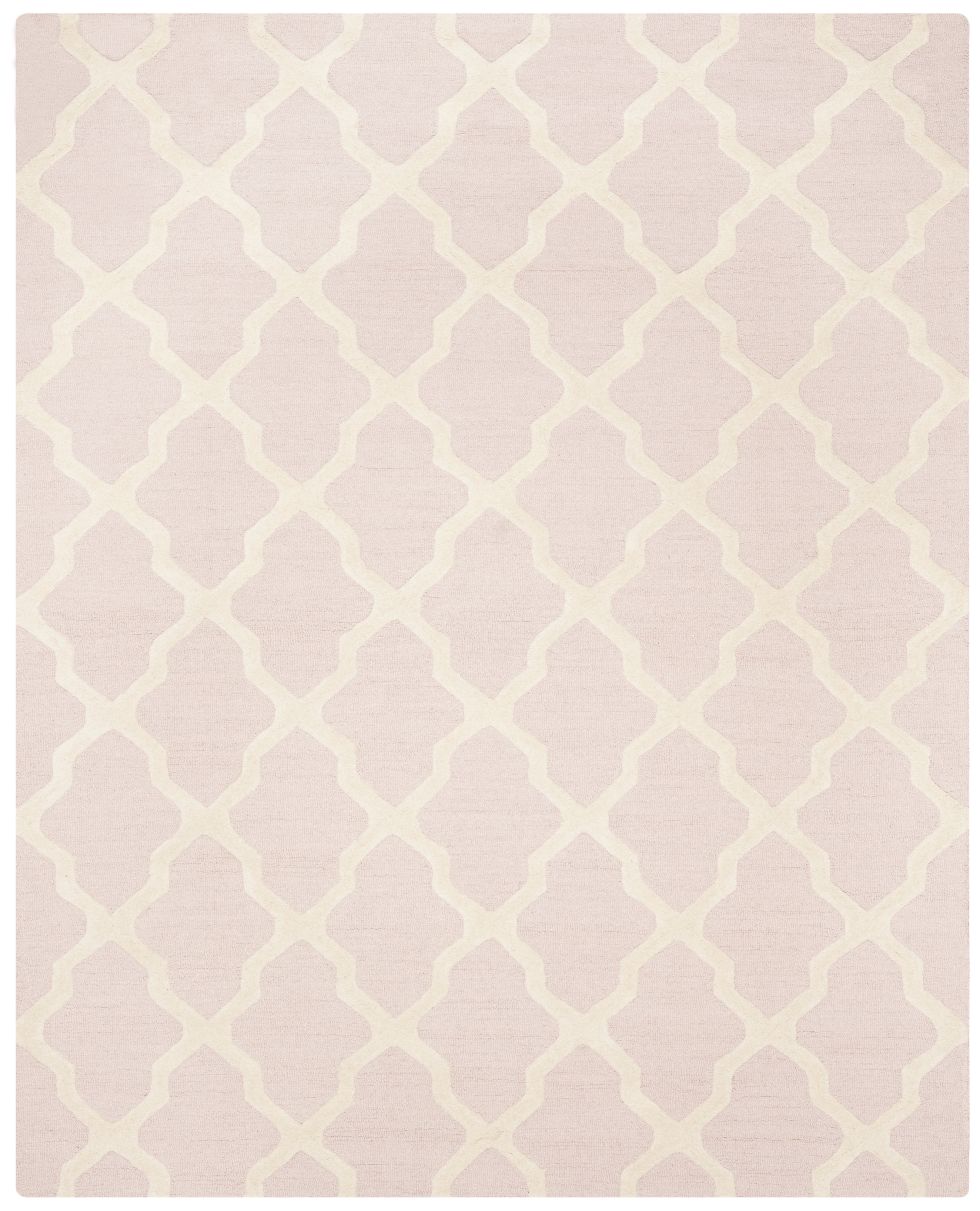 SAFAVIEH Cambridge Liam Geometric Wool Area Rug, Light Pink/Ivory, 7’6″ x 9’6″
