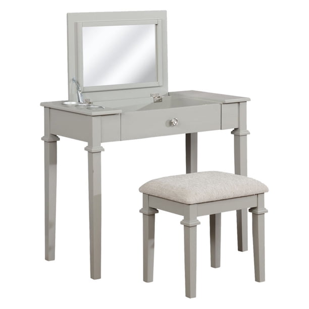 Linon Bella Fretwork Vanity Set With Arrow Fabric Seat Walmart Com Walmart Com