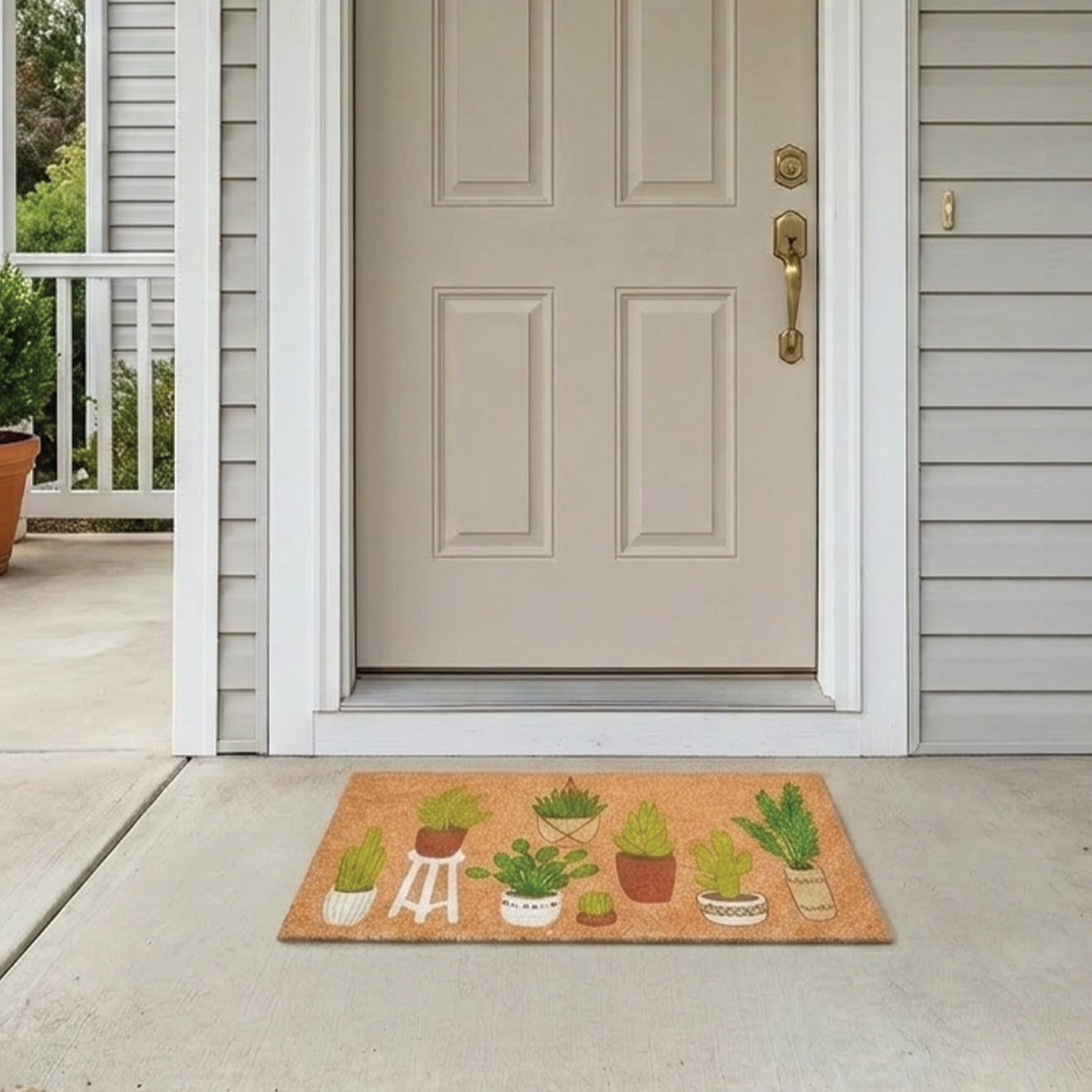 Houseplant Haven Non Slip Vinyl Backing, Front Door Mat, Entryway Door Mat, 24"x36"