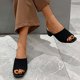 thumbnail image 4 of Amzcrzy Zapatos de mujer,Zapatos de mujer,Zapatillas de mujer, Sandalias de tacón grueso acanaladas para mujer, elegantes sandalias tipo mule de tela blanca. Sandalias Mujer Zapatillas De Casa, 4 of 6