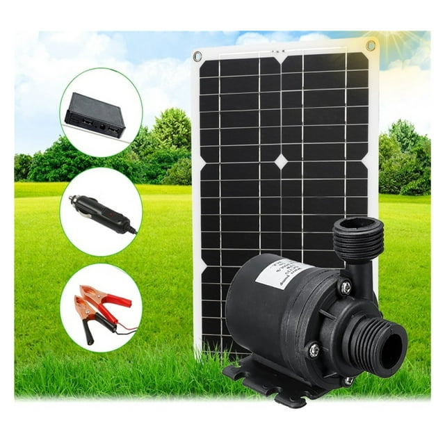 Pompe de Réservoir d'Aquarium 180W 800L/H Pompe à Eau Solaire Travail Continu Moteur Sans Balais 12V Économie d'Énergie avec Boîte de Rangement de Puissance, Haute Efficacité