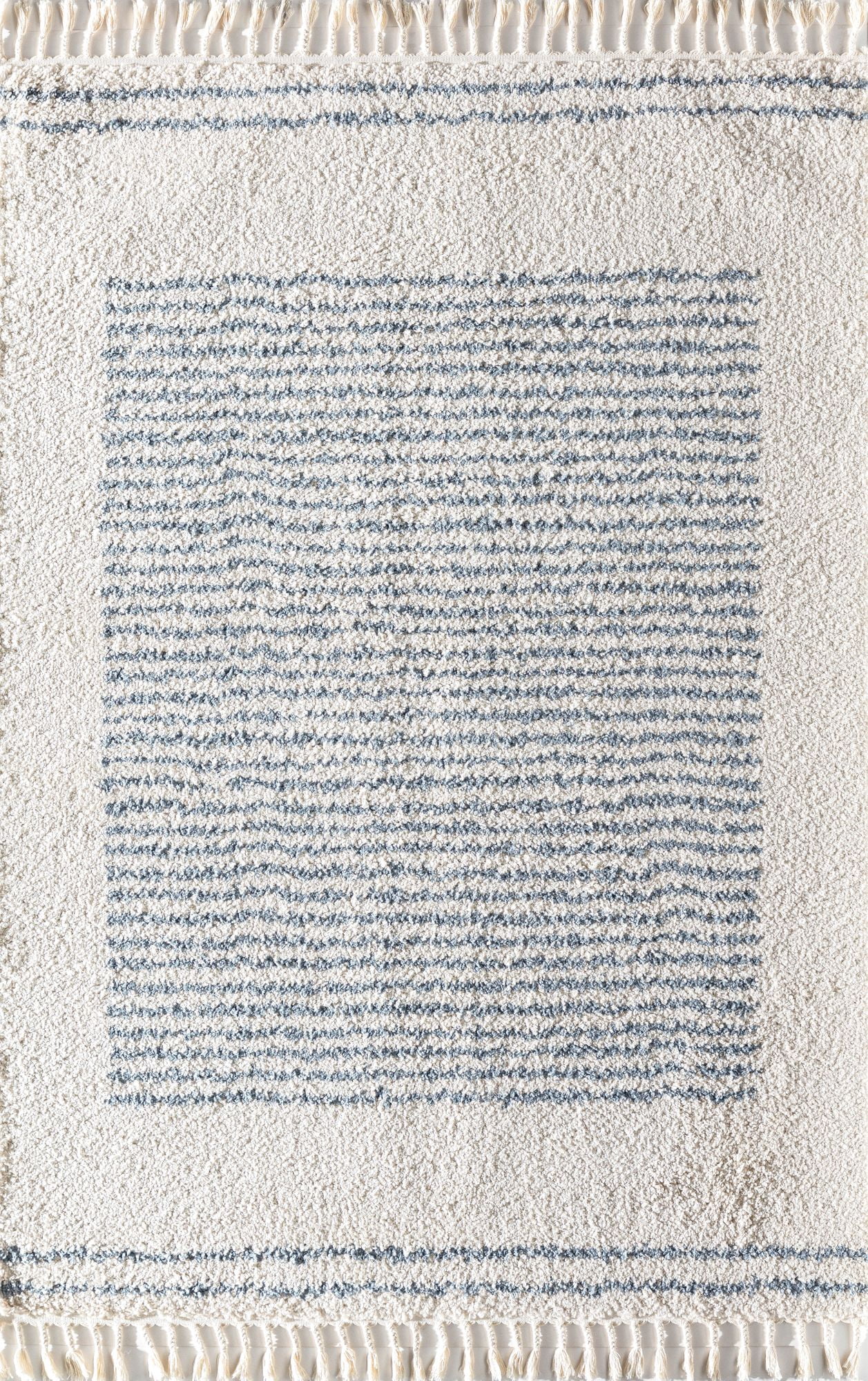 Rugs America BT35B Ice Frost Stripe Shag White Area Rug, 2'6" x 4'