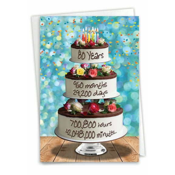 1 Funny Birthday Card with Envelope - Time Count Milestones 80 C9095MBG