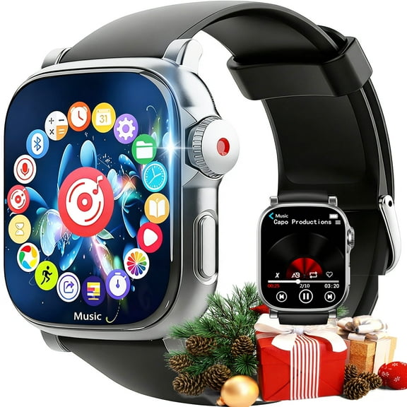 MP3 Player Watch with Bluetooth, 2.01'' HiFi Portable MP3 Player with Video FM Radio Recorder Pedometer Stopwatch, Black