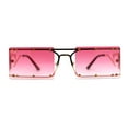 thumbnail image 1 of Metal Stud Rimless Rectangular Unique Metal Rim Sunglasses Gold Burgundy, 1 of 5