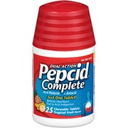 Angle View: 3 Pack Pepcid Complete Acid Reducer Antacid Tropical Fruit 25 Chewable Tabs Each