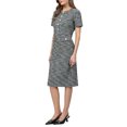 thumbnail image 4 of INSPIRE CHIC Women's Tweed Dress Button Decor Short Sleeve Elegant Work Sheath Dress S Black, 4 of 5